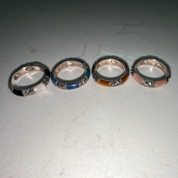 Stackable Multicolor Gemstone Sterling Silver Rings - Picture 13 of 16